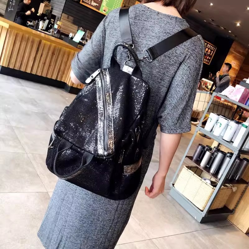 Luxury Bags Vintage - 女性用スパンコールナイロンバックパック,女性用クロスボディバッグ,カジュアルデイパック,女の子用ランドセル,高級デザイナー,高品質,新品