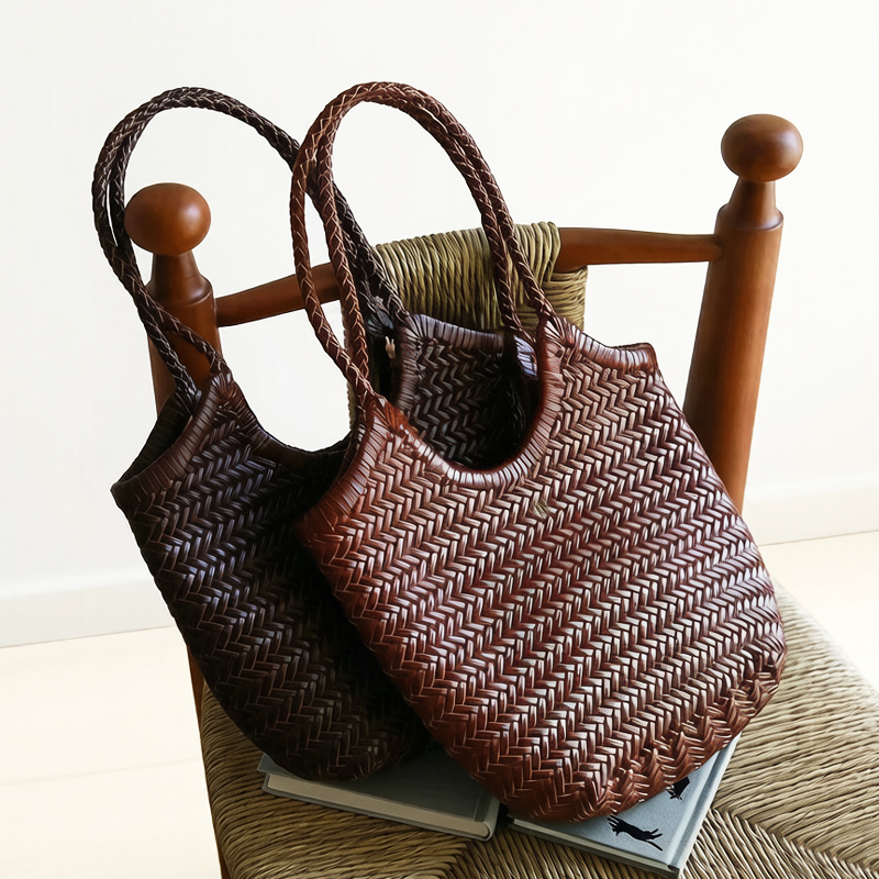 Luxury Bags Vintage - 手織りレザートートバッグ女性用高級デザイナーハンドバッグと財布2026年新作牛革製インナーポケット付き脇の下ショルダーバッグ