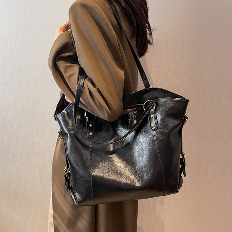 Luxury Bags Vintage - 女性のためのエレガントな合成皮革のショルダーバッグ,柔らかいpuの革のハンドバッグ,流行のトートバッグ,大容量,デザイナー