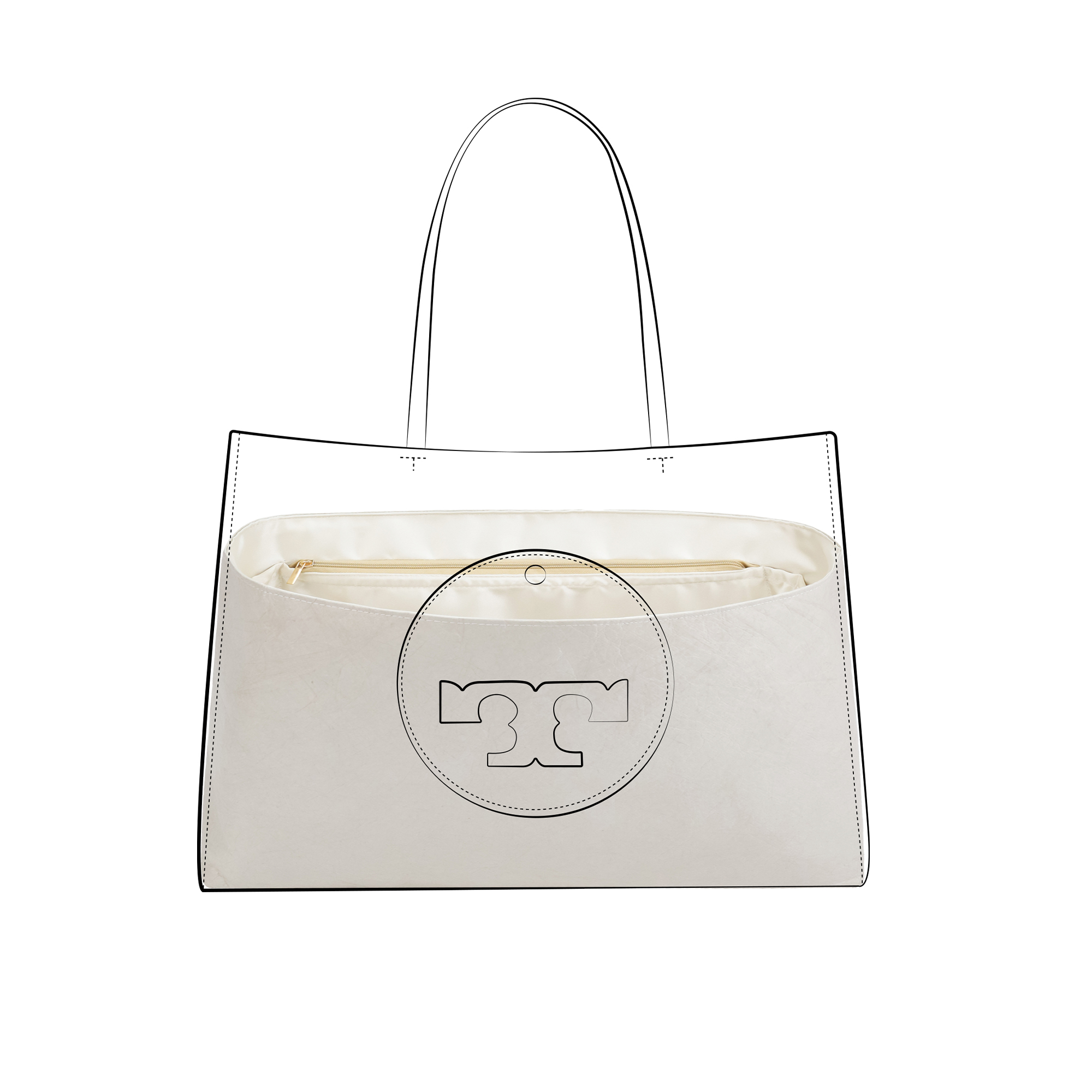 Luxury Bags Tory Burch - DGAZ 軽量パースオーガナイザーインサート（トリーバーチ エラ トートバッグ用）、シルクとデュポン紙製ハンドバッグインナー（高級バッグ用）