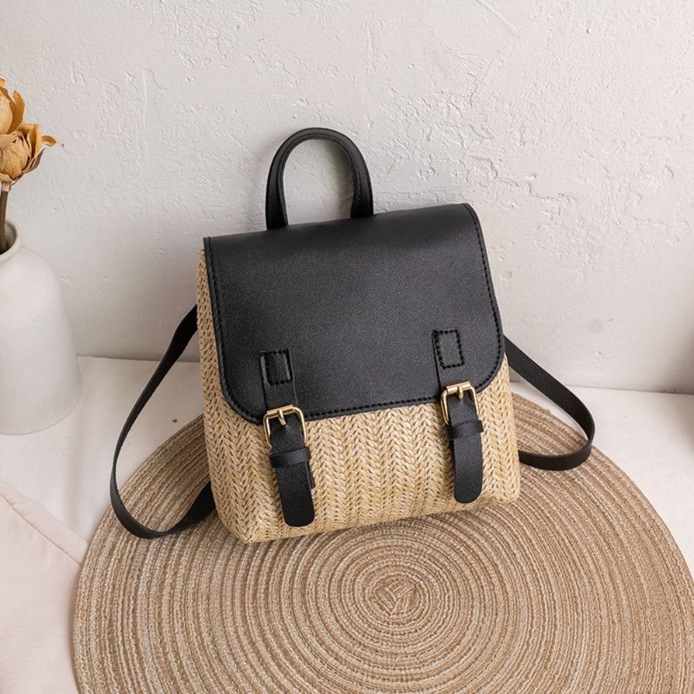 多用途バッグ PU レザーわらバックパックレトロデザインエレ - Luxury Bags Vintage のレビューと価格
