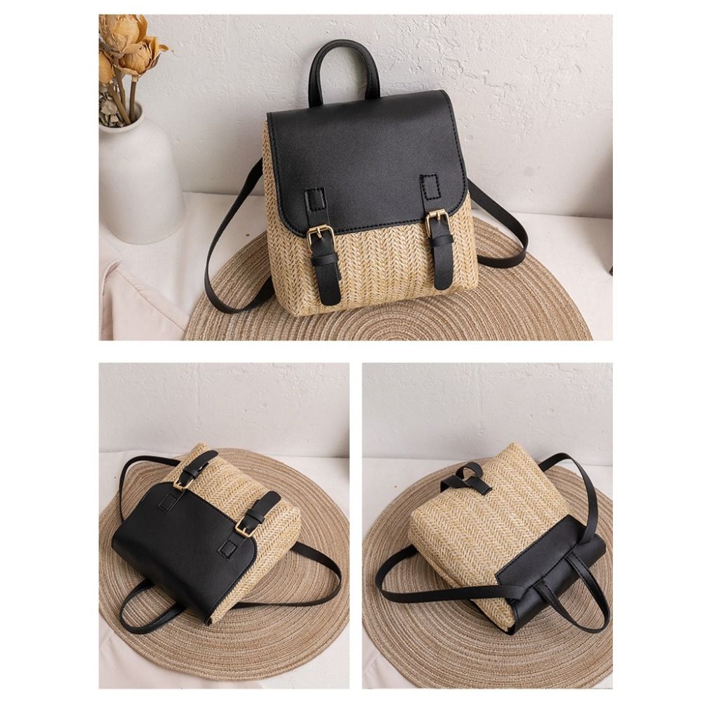 多用途バッグ PU レザーわらバックパックレトロデザインエレ - Luxury Bags Vintage のレビューと価格