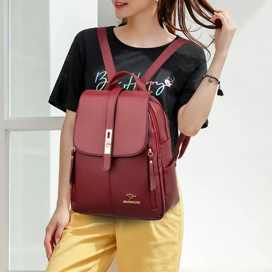 女性革大容量バックパック高品質ヴィンテージスクールバッグ女の - Luxury Bags Vintage のレビューと価格