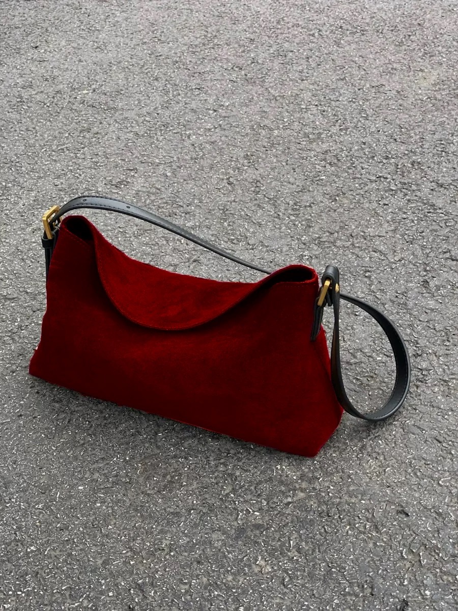 ファッションレッドスエードワンショルダーバッグ女性のためのラ - Luxury Bags Sale のレビューと価格