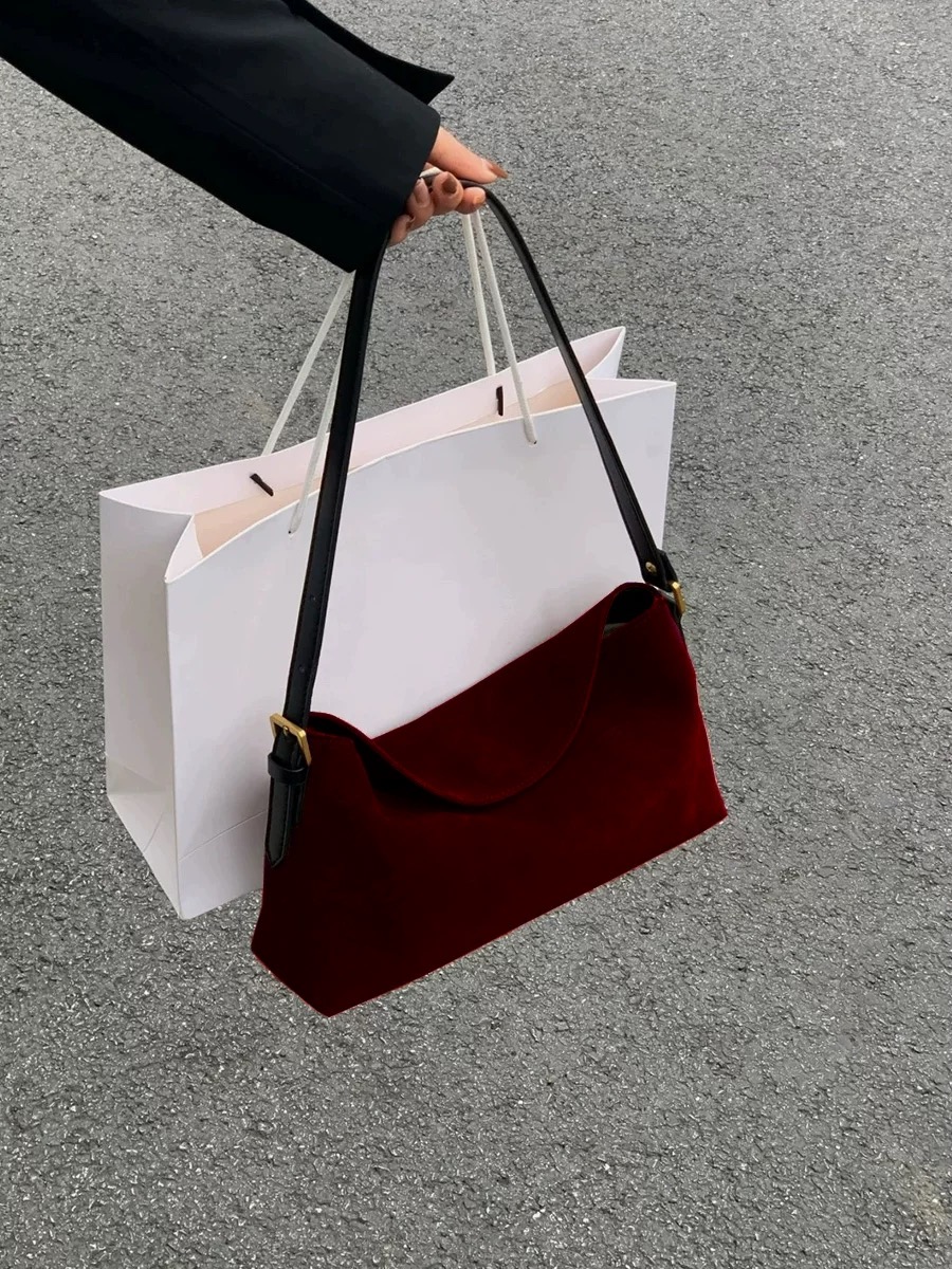 ファッションレッドスエードワンショルダーバッグ女性のためのラ - Luxury Bags Sale のレビューと価格